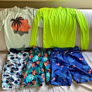 Lot of Boys Swim Trunks Rash Guards Size 8-10